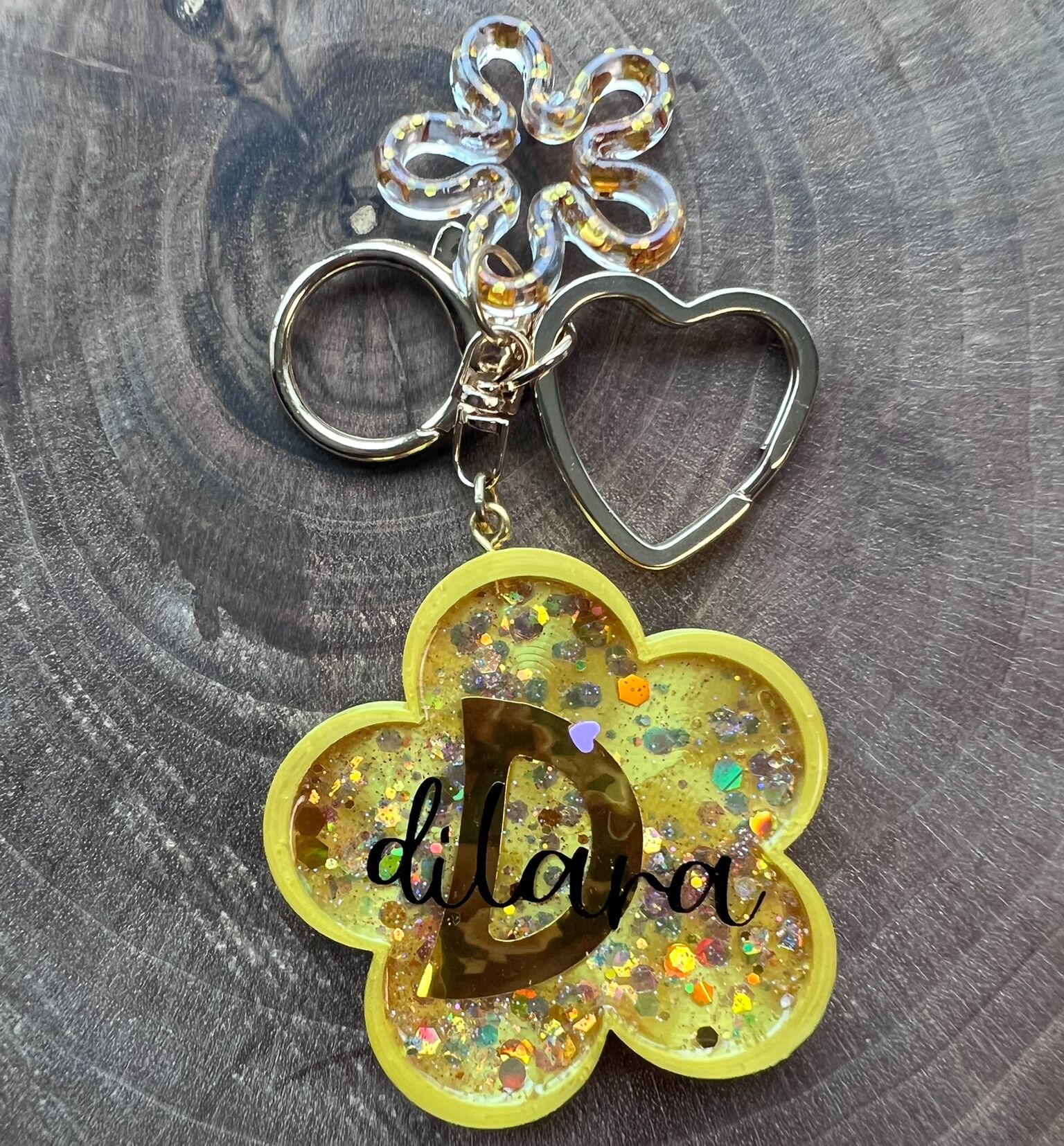 Soft Bloom - Golden Bloom Kabartmalı Çiçek Anahtarlık