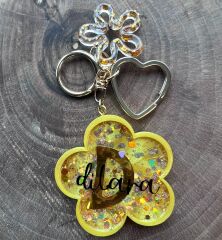 Soft Bloom - Golden Bloom Kabartmalı Çiçek Anahtarlık