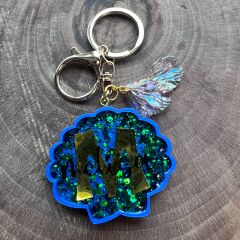 Blue Scallop Işıltılı Deniz Kabuğu Anahtarlık