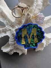 Blue Scallop Işıltılı Deniz Kabuğu Anahtarlık