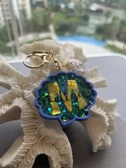 Blue Scallop Işıltılı Deniz Kabuğu Anahtarlık